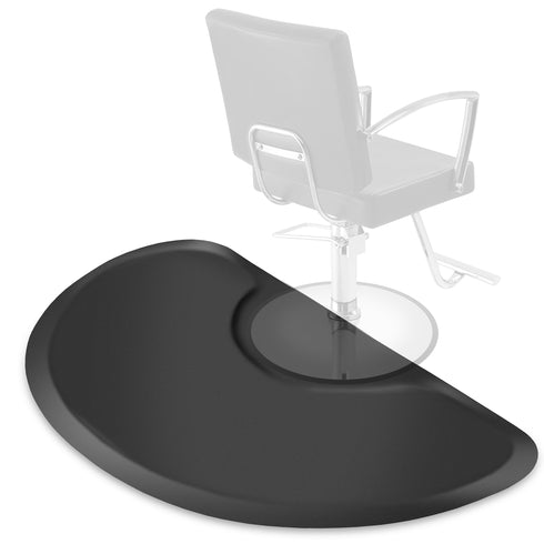 Salon and Barber Shop Chair Anti-Fatigue Floor Mat - Black Semi Circle